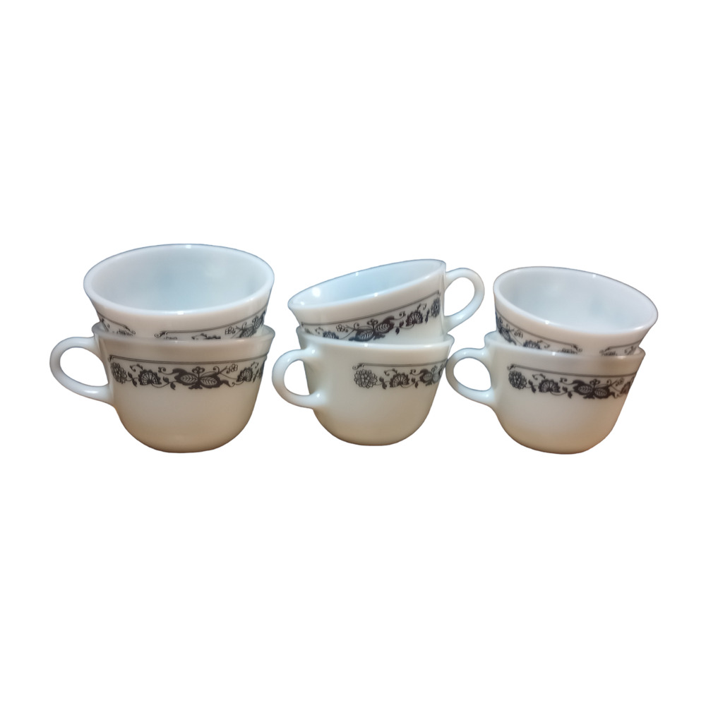 Vintage CorningWare Old Town White Blue Onion Tea Coffee Cup Mug Lot Of 6